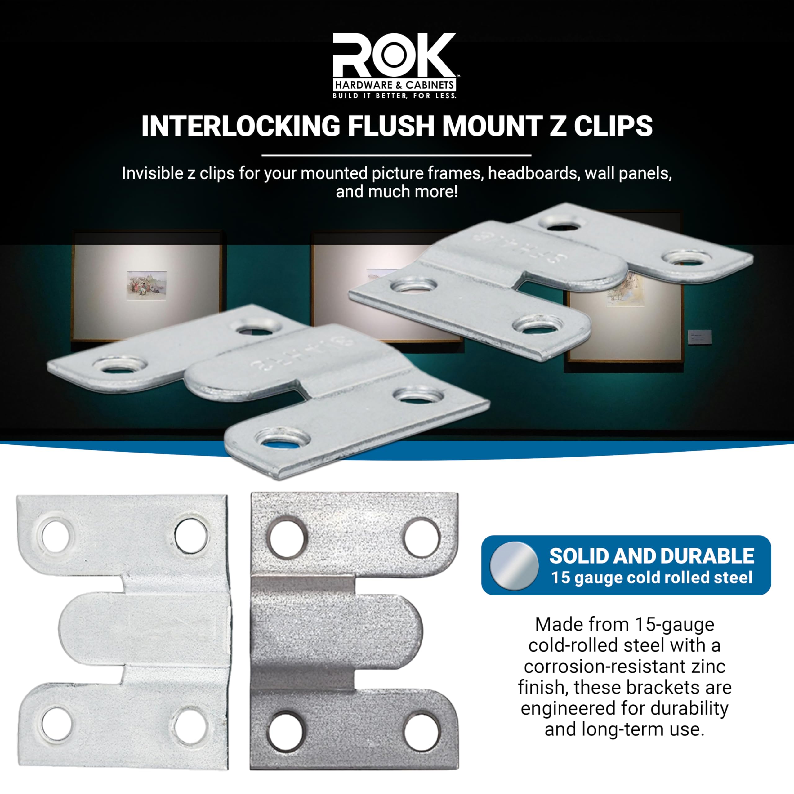 バーロック 5 Pairs Rok Hardware Heavy Duty Interlocking Flush Mount Z Clip